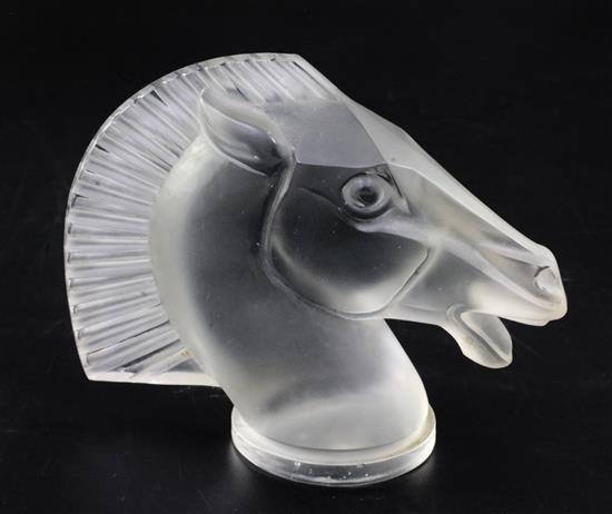 Longchamp/Horse. A glass mascot by René Lalique, introduced on 12/6/1929, No.1152B Height 12.5cm.